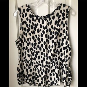 H&M Black Spotted Sleeveless Peplum Top